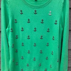 Talbots Jeweled Anchor Sweater